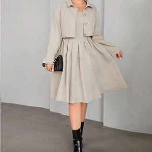 SHEIN Beige Midi Dress with Jacket